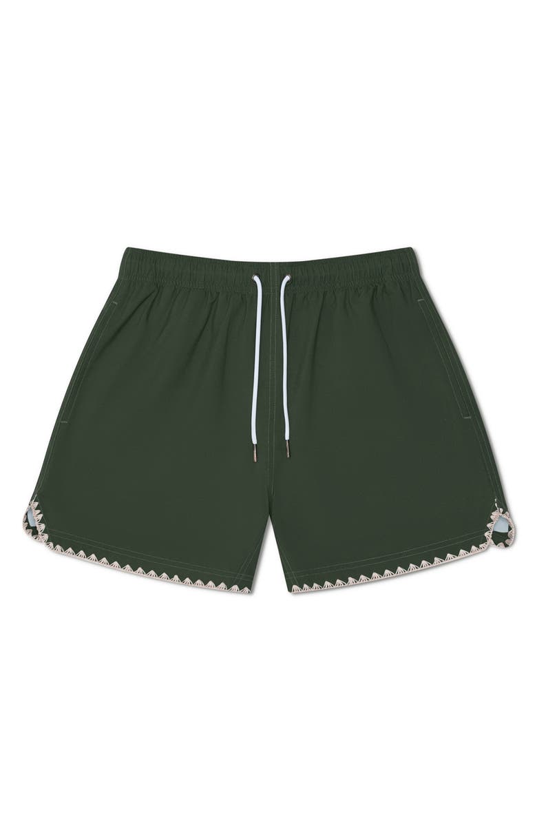 MAVRANS Stitch Waterproof Swim Trunks, Main, color, Green