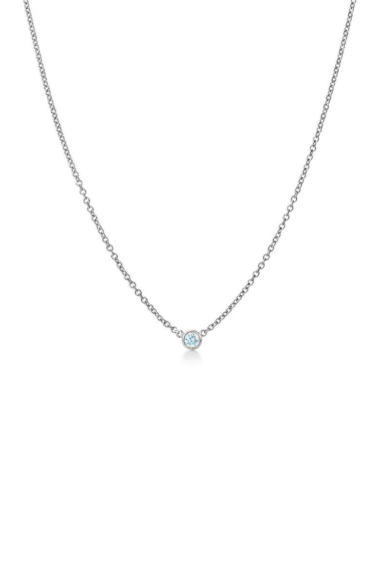 14K White Gold Bezel Set Diamond Necklace - 0.15ct., Main, color, WHITE