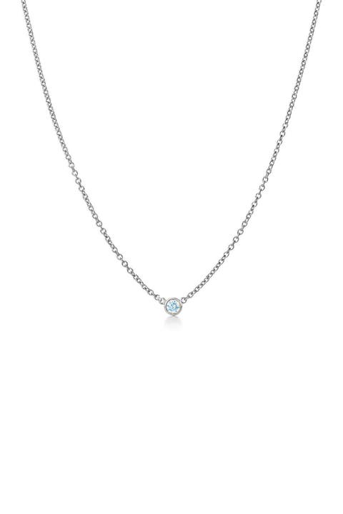 14K White Gold Bezel Set Diamond Necklace - 0.15ct.