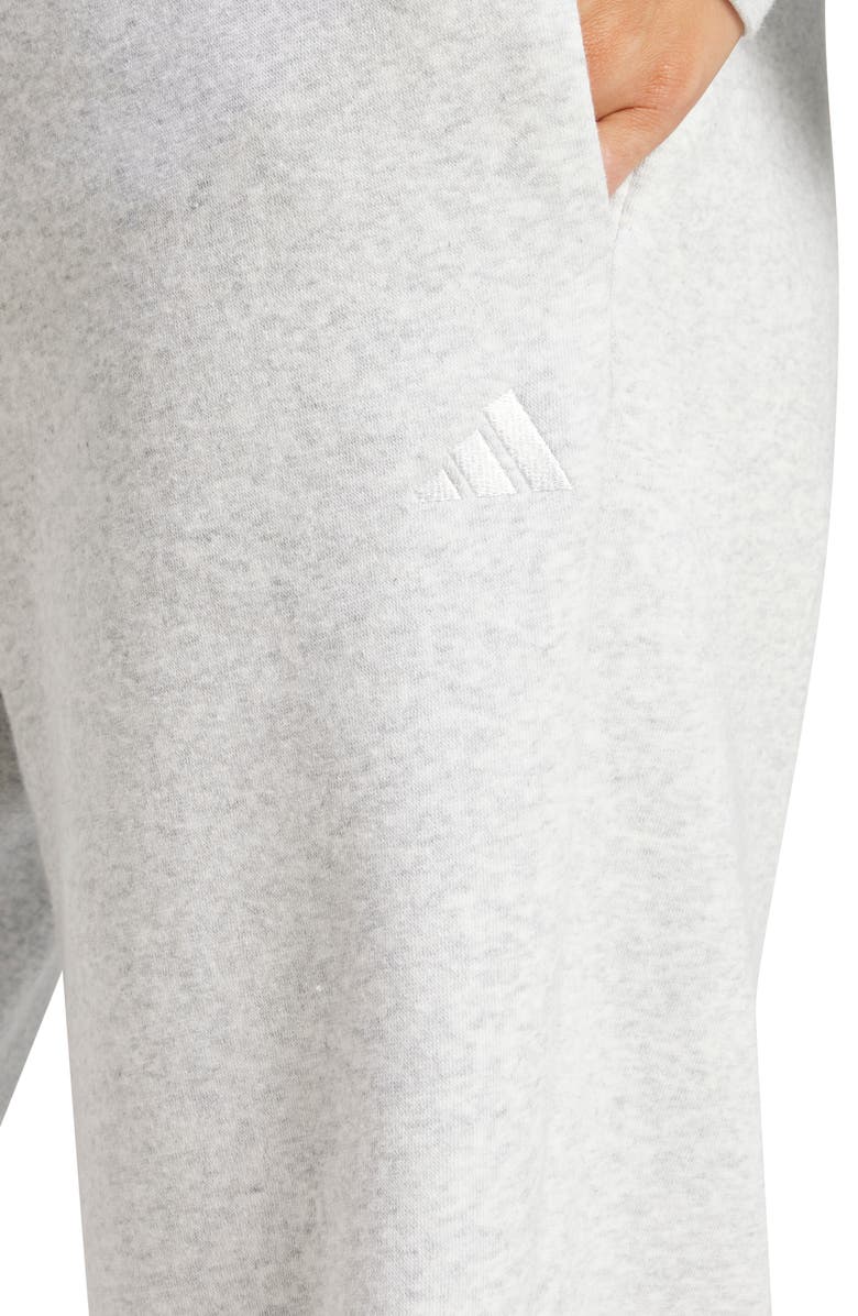 adidas Fleece Sweatpants, Alternate, color, Light Grey Heather/ White