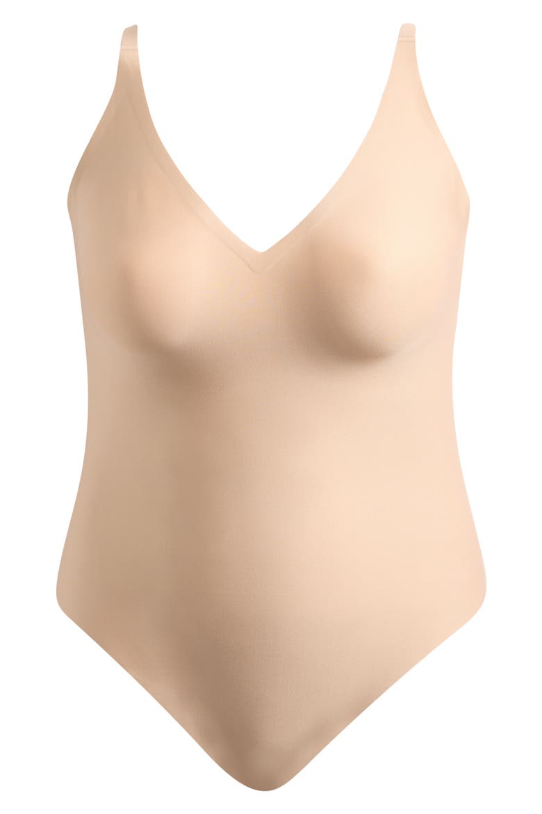 Plunge Thong Bodysuit, Main, color, CLAY