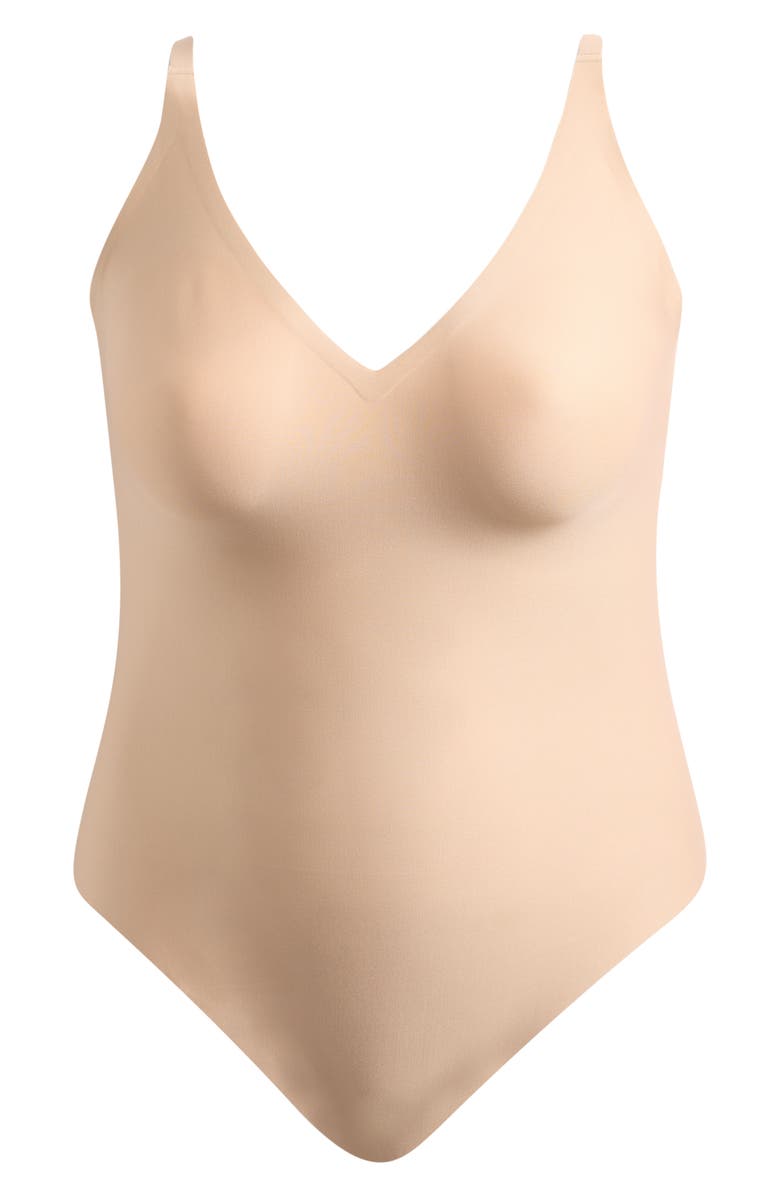 SKIMS Plunge Thong Bodysuit, Main, color, Clay