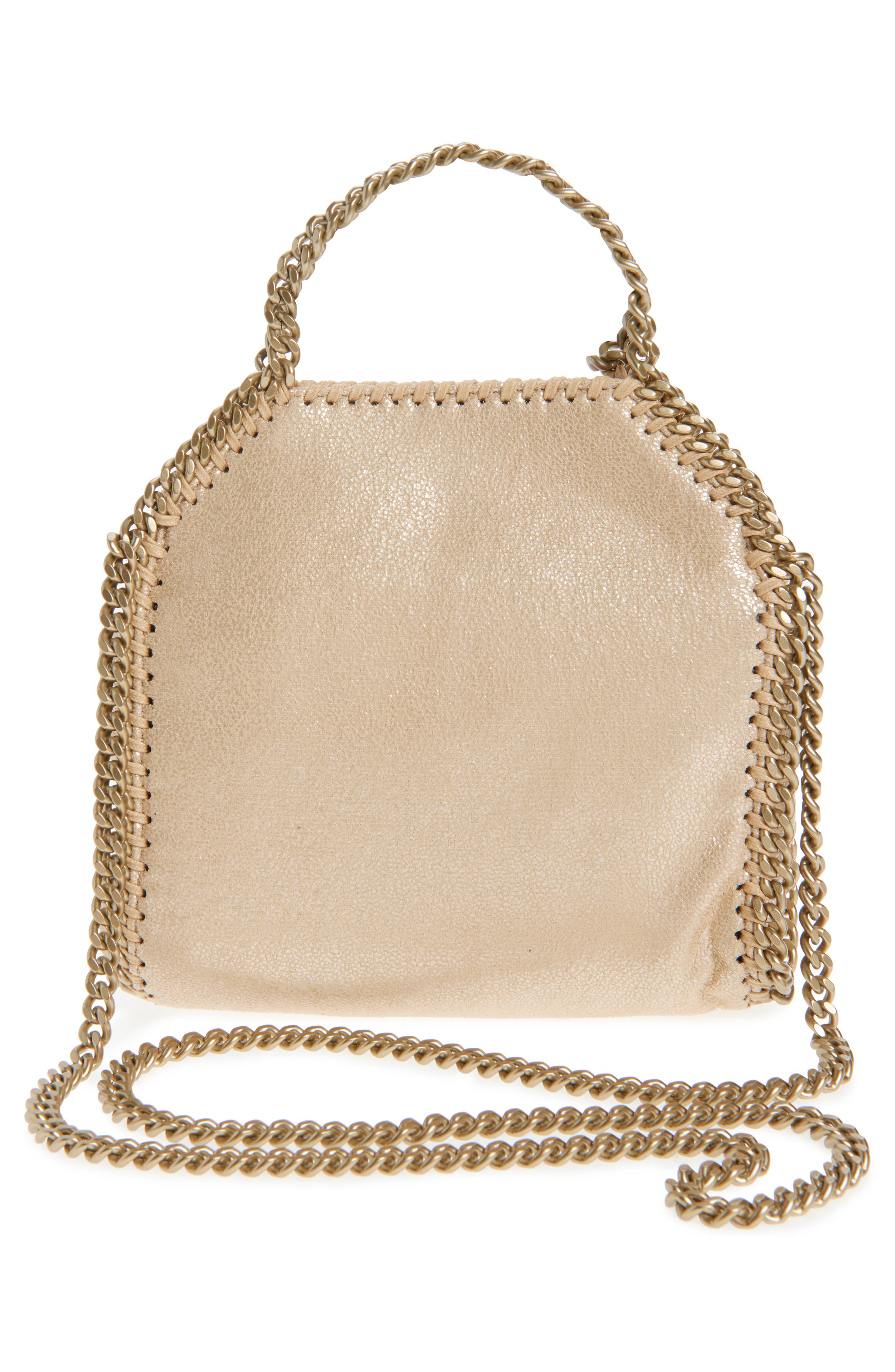 Stella McCartney Mini Falabella Metallic Faux Leather Crossbody Bag, Alternate, color, Gold