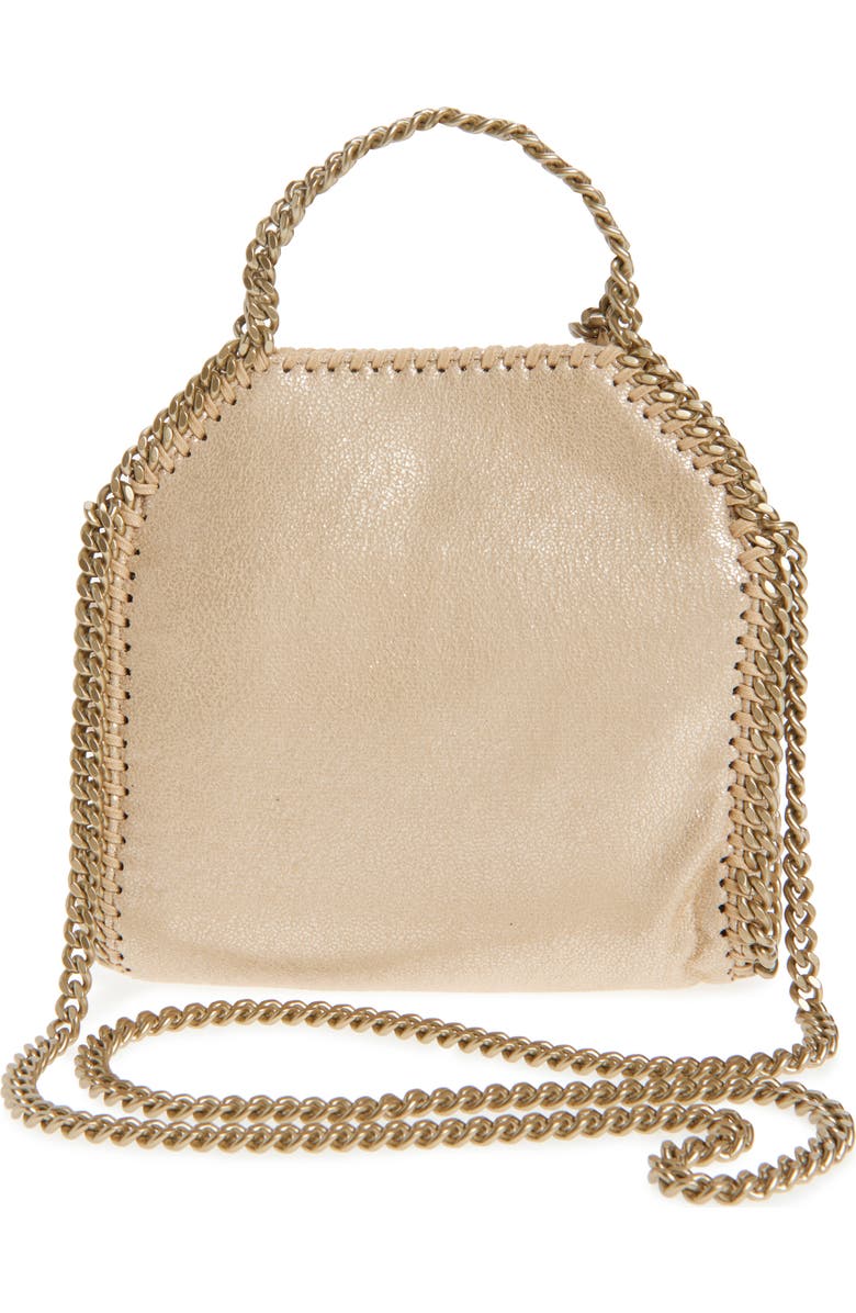 Stella McCartney Mini Falabella Metallic Faux Leather Crossbody Bag, Alternate, color, Gold
