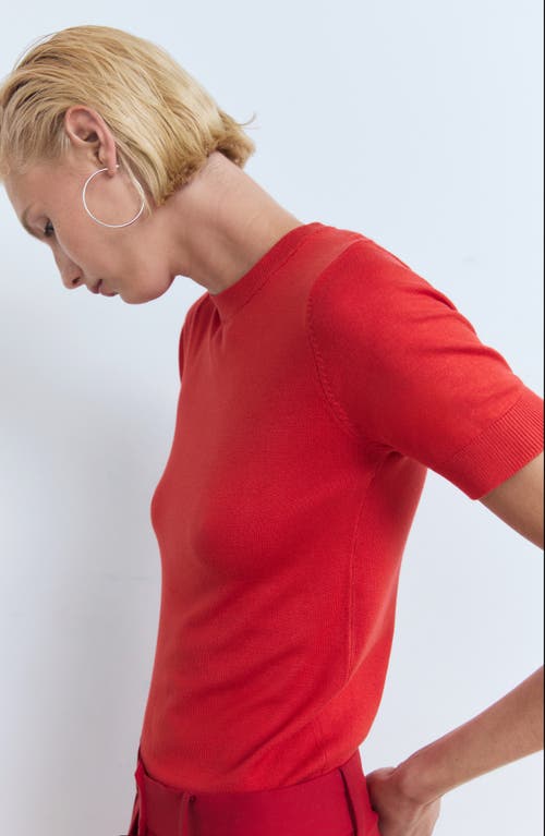 Mango Short Sleeve Sweater In Red