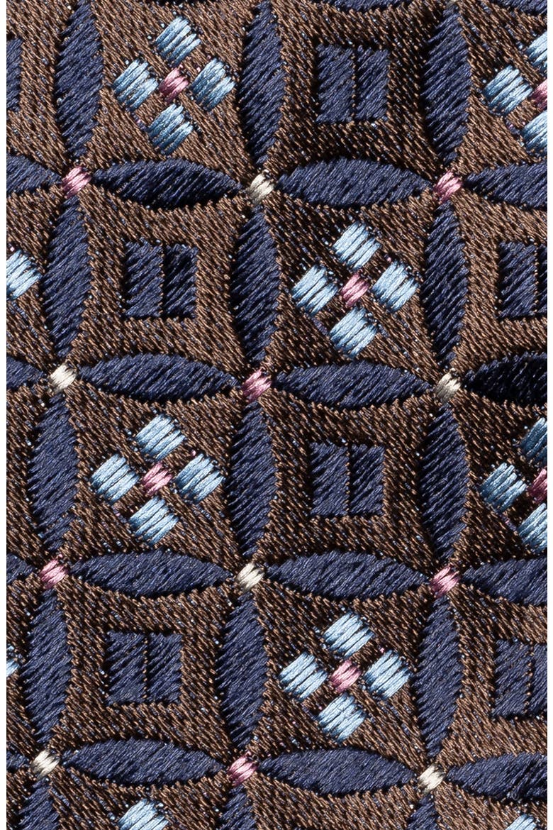 Floral Medallion Silk Tie, Alternate, color, MEDIUM BROWN