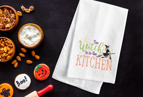 C & F Home C&f Home Witch Is In The Kitchen Halloween Cotton Embroidered Waffle Weave Kitchen Towel In White