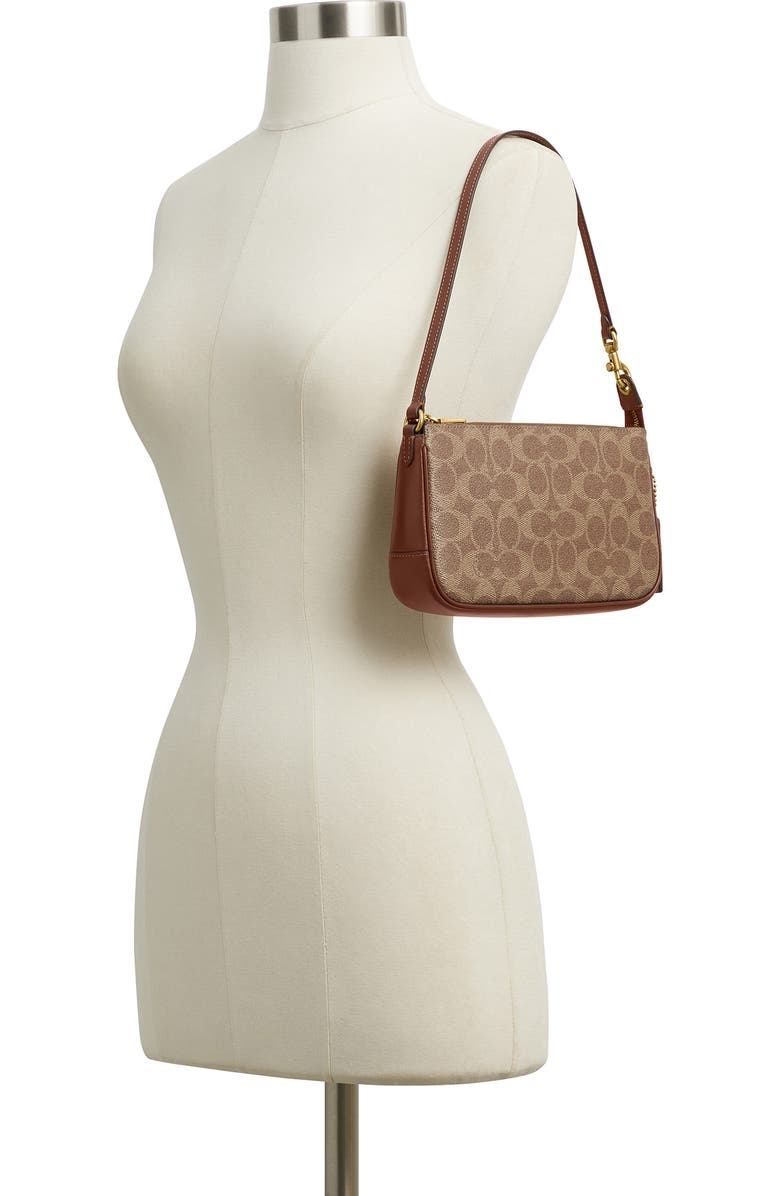 COACH Plaza Signature Coated Canvas Shoulder Bag, Alternate, color, B4/Tan Brown