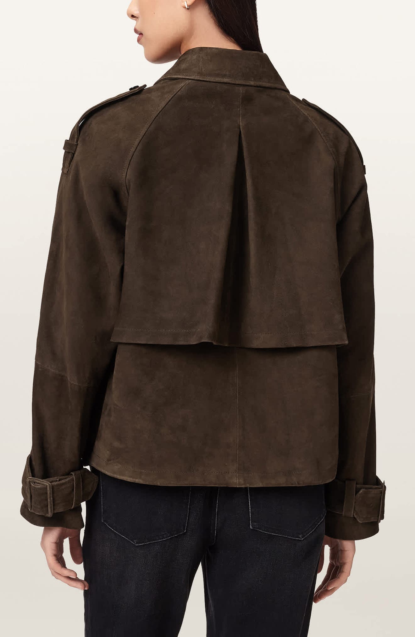 Reya Suede Cropped Trench Coat - image 2