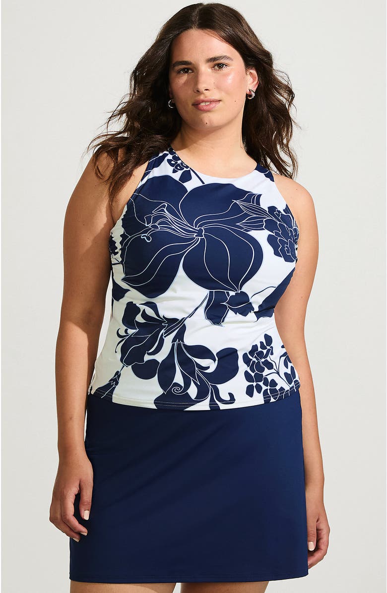 Lands' End Plus Size DD-Cup Tugless High Neck Strappy Back Tankini Swimsuit Top, Main, color,