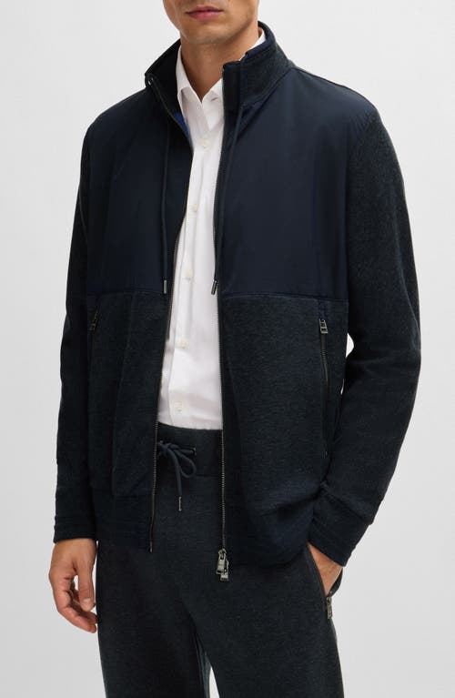 HUGO BOSS BOSS SHEPHERD MIXED MEDIA FULL ZIP SWEATSHIRT