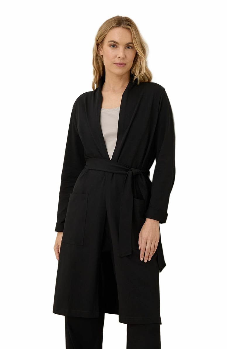 Pact Organic Cotton Cool Stretch Lounge Duster, Alternate, color, Black