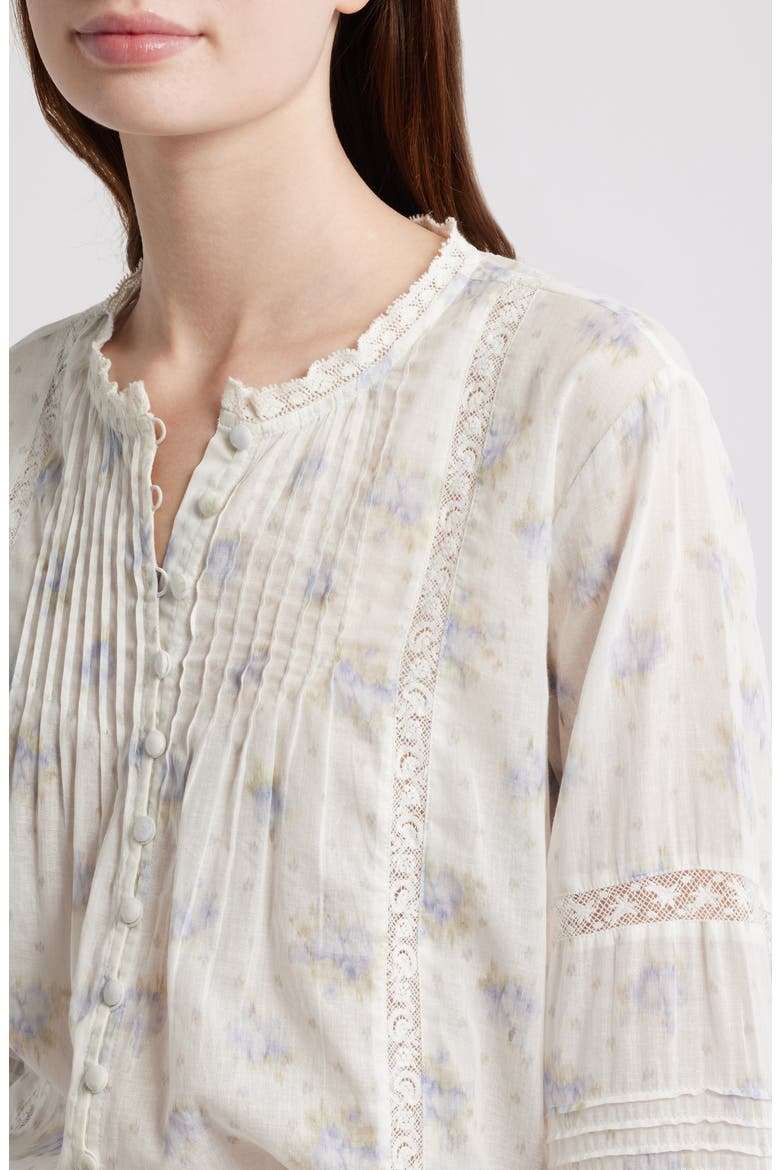 Lita Floral Long Sleeve Cotton Button-Up Top, Alternate, color, ARCTIC VANILLA