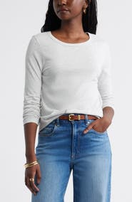 Caslon® Long Sleeve Slub Crewneck T-Shirt
