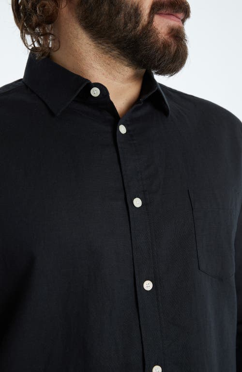 Johnny Bigg Anders Linen Blend Button-up Shirt In Black