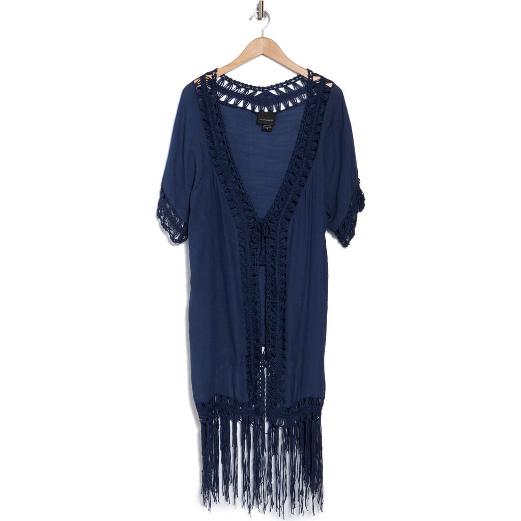 FORGOTTEN GRACE FORGOTTEN GRACE CROCHET TRIM FRINGE HEM DUSTER