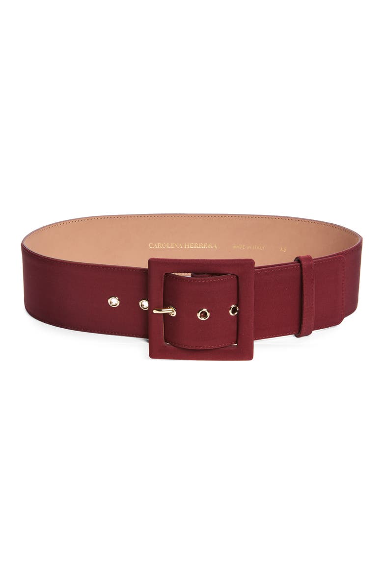 Icon Silk Faille & Leather Belt, Main, color, RIOJA