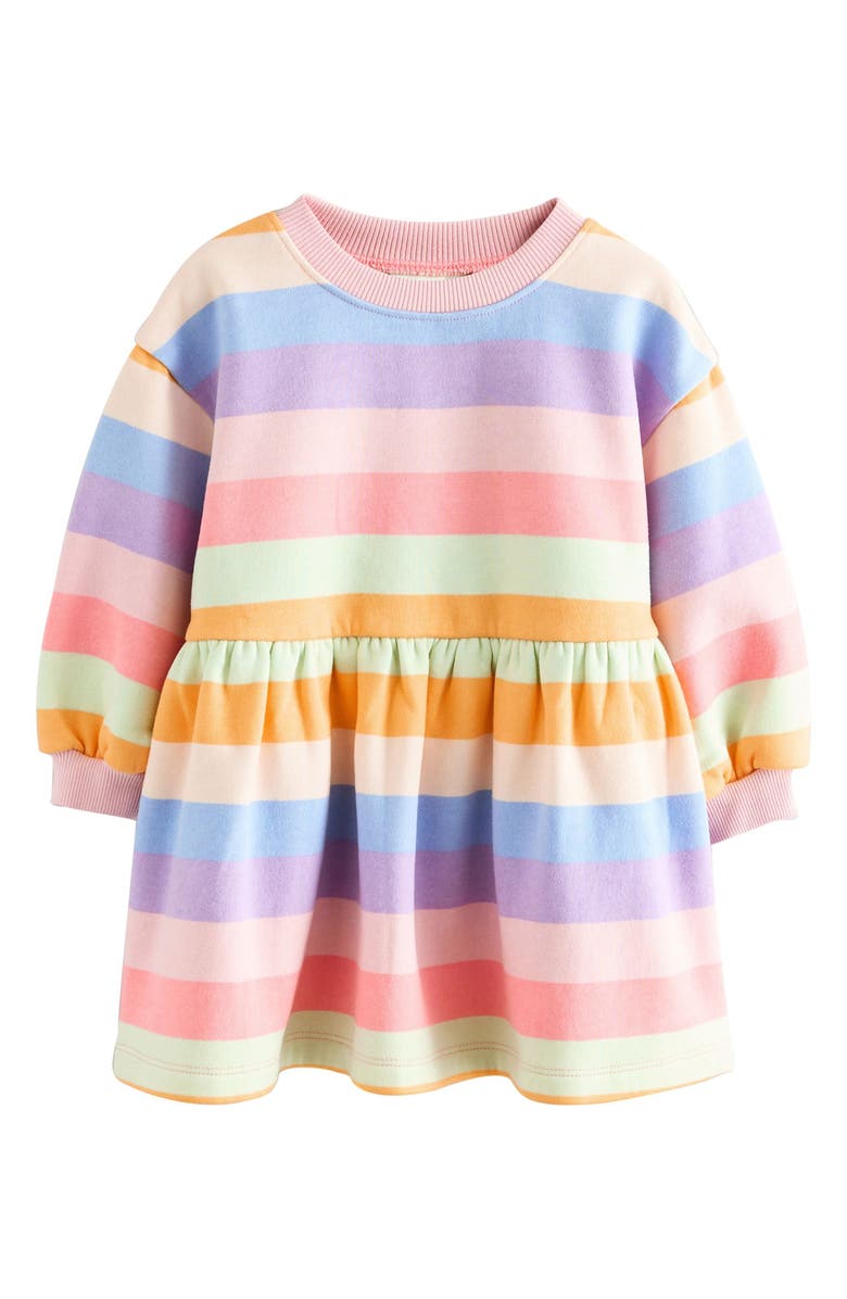 NEXT Kids' Stripe Long Sleeve Drop Waist Dress, Main, color, Multi