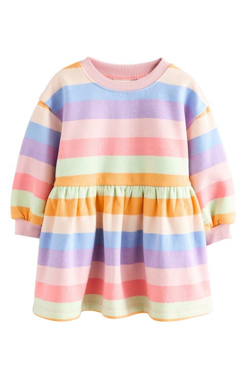Kids' Stripe Long Sleeve Drop Waist Dress (Little Kid)