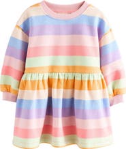 NEXT Kids' Stripe Long Sleeve Drop Waist Dress
