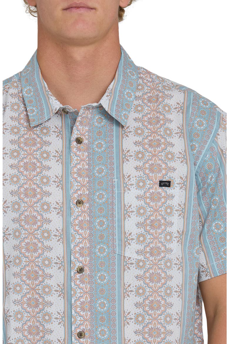 Sundays Short Sleeve Cotton Blend Button-Up Shirt, Alternate, color, BLUE FOG