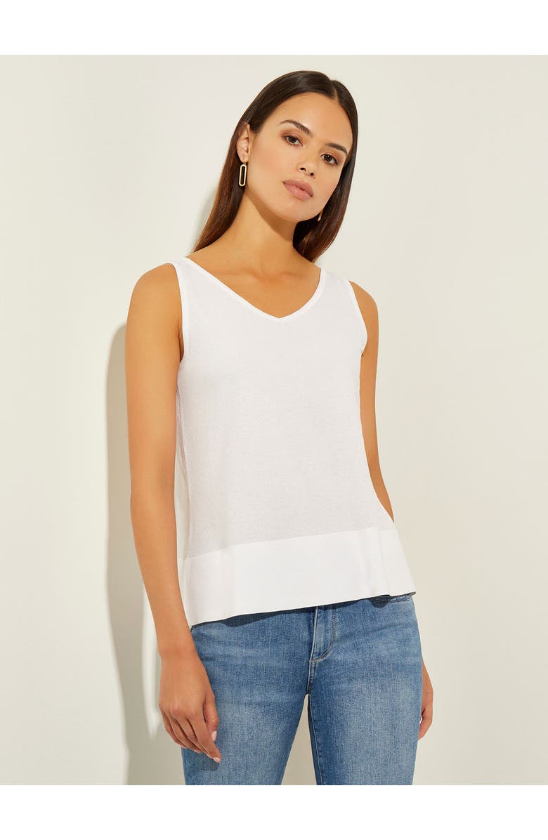Misook V-Neck Soft Knit Tank Top, Main, color, White