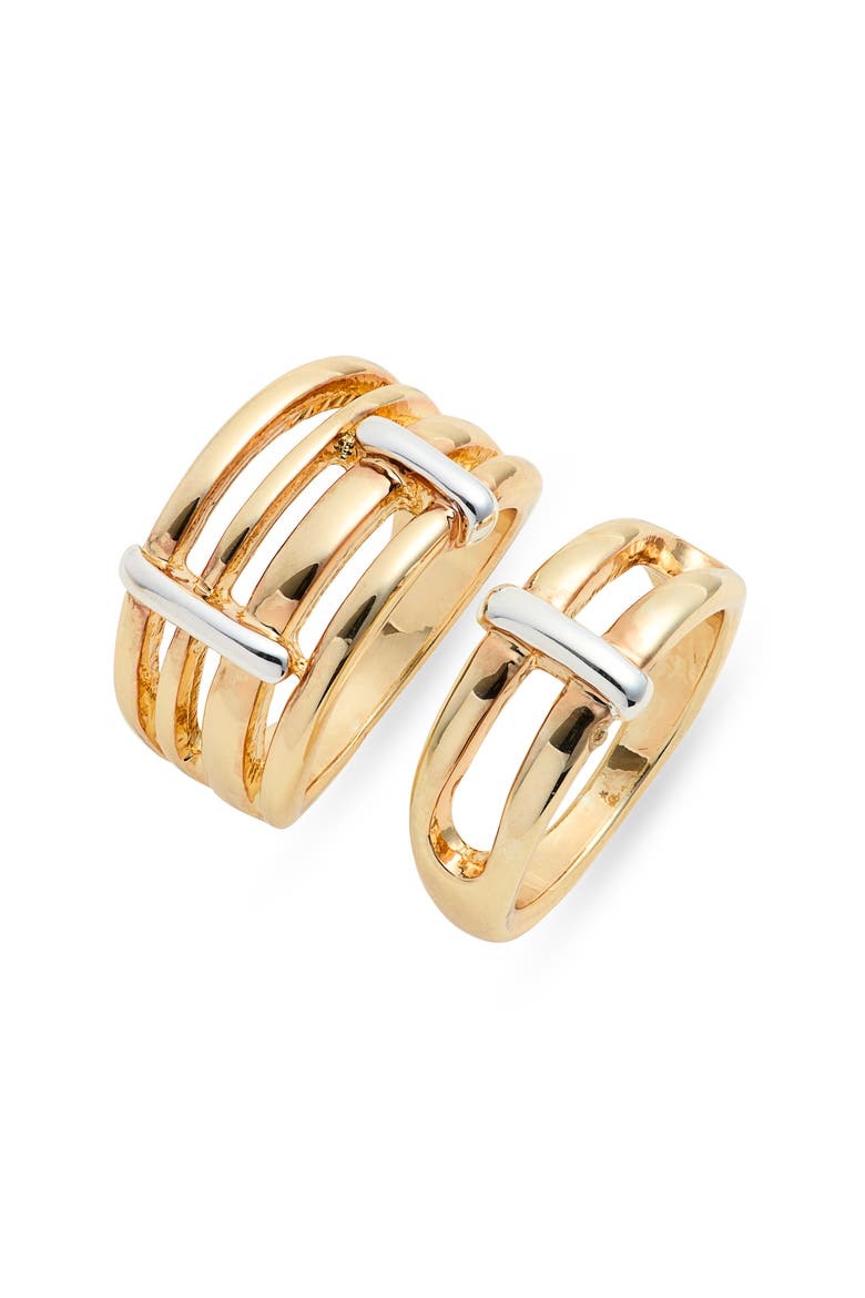 Set of 2 Caged Rings, Main, color, GOLD- SILVER
