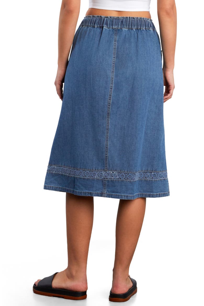 Daisy Chain Inset Denim Drawstring Skirt, Alternate, color, EFFORTLESS BLUE