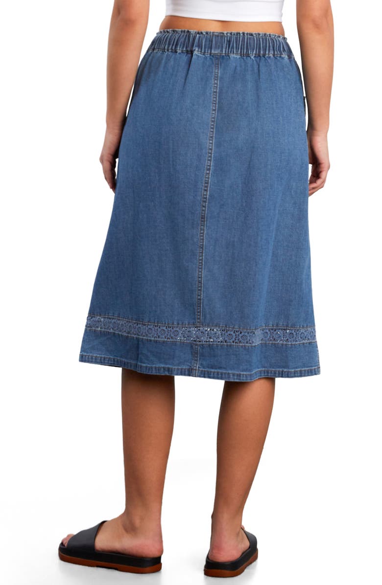 HINT OF BLU Daisy Chain Inset Denim Drawstring Skirt, Alternate, color, Effortless Blue