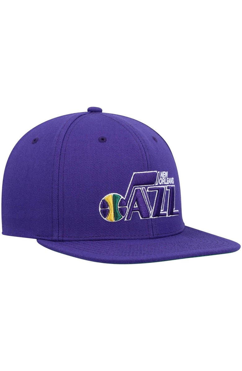 Mitchell & Ness Men's Mitchell & Ness Purple New Orleans Jazz Hardwood Classics Team Ground 2.0 Snapback Hat, Alternate, color, Purple