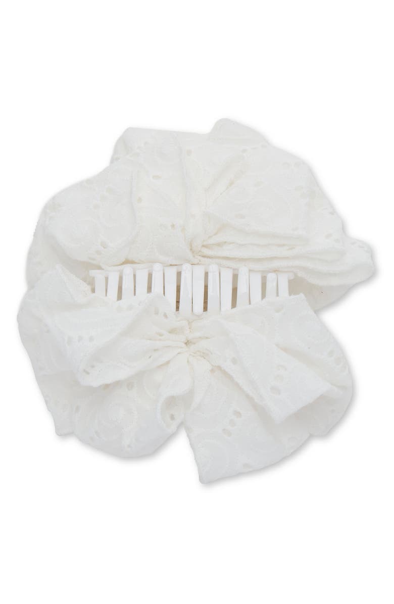 Lele Sadoughi Rita Eyelet Bow Claw Clip, Alternate, color, Ivory