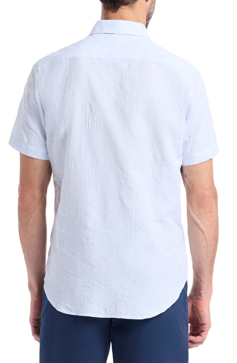 Robert Graham Brackenbury Short Sleeve Cotton Button-Up Shirt, Alternate, color, Blue