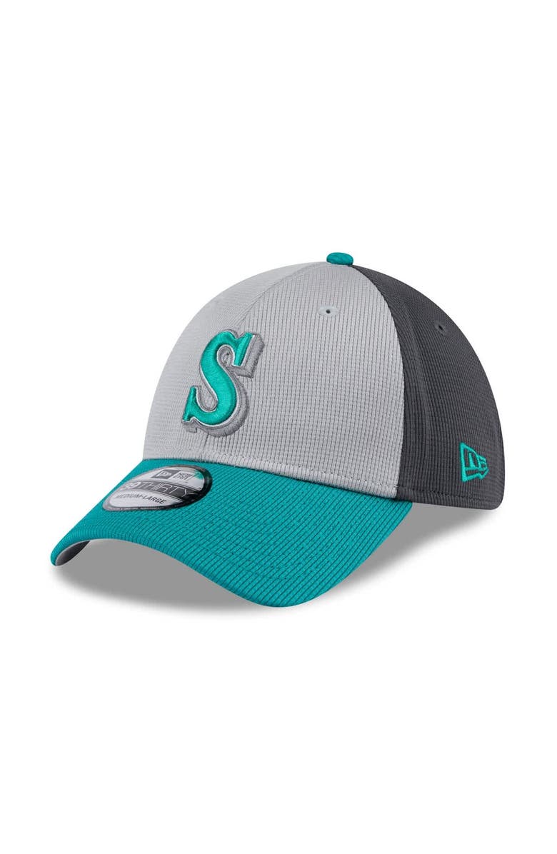 New Era Men's New Era  Gray/Teal Seattle Mariners 2025 Batting Practice 39THIRTY Flex Hat, Main, color, 