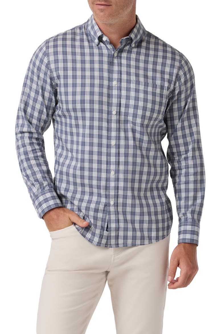 Kennedy Trim Fit Plaid Button-Down Shirt, Main, color, DARK SLATE DAVID PLAID