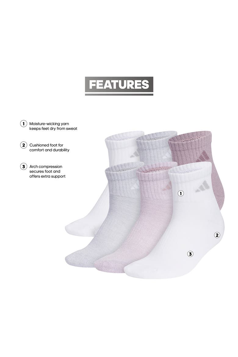 6-Pack Athletic Cushioned Crew Socks, Alternate, color, FIG PURPLE/ CLEAR GREY/ WHITE