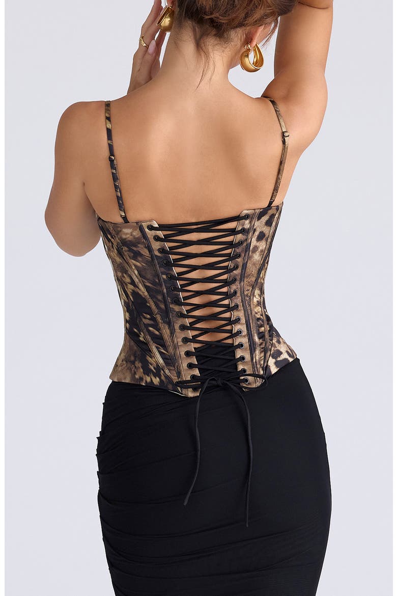 Cadie Leopard Corset Top, Alternate, color, LEOPARD