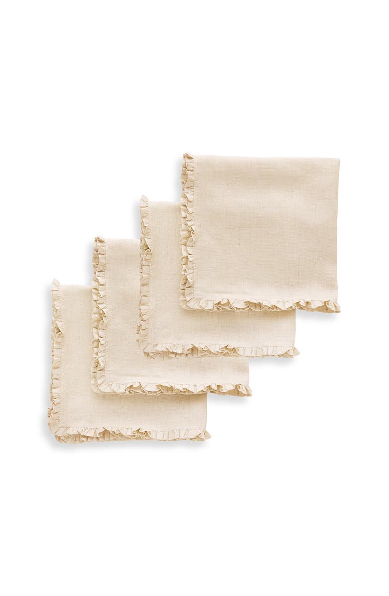 Solino Home Linen Dinner Napkins - Juliette Ruffle, 20" x 20" Inch, Main, color, Natural