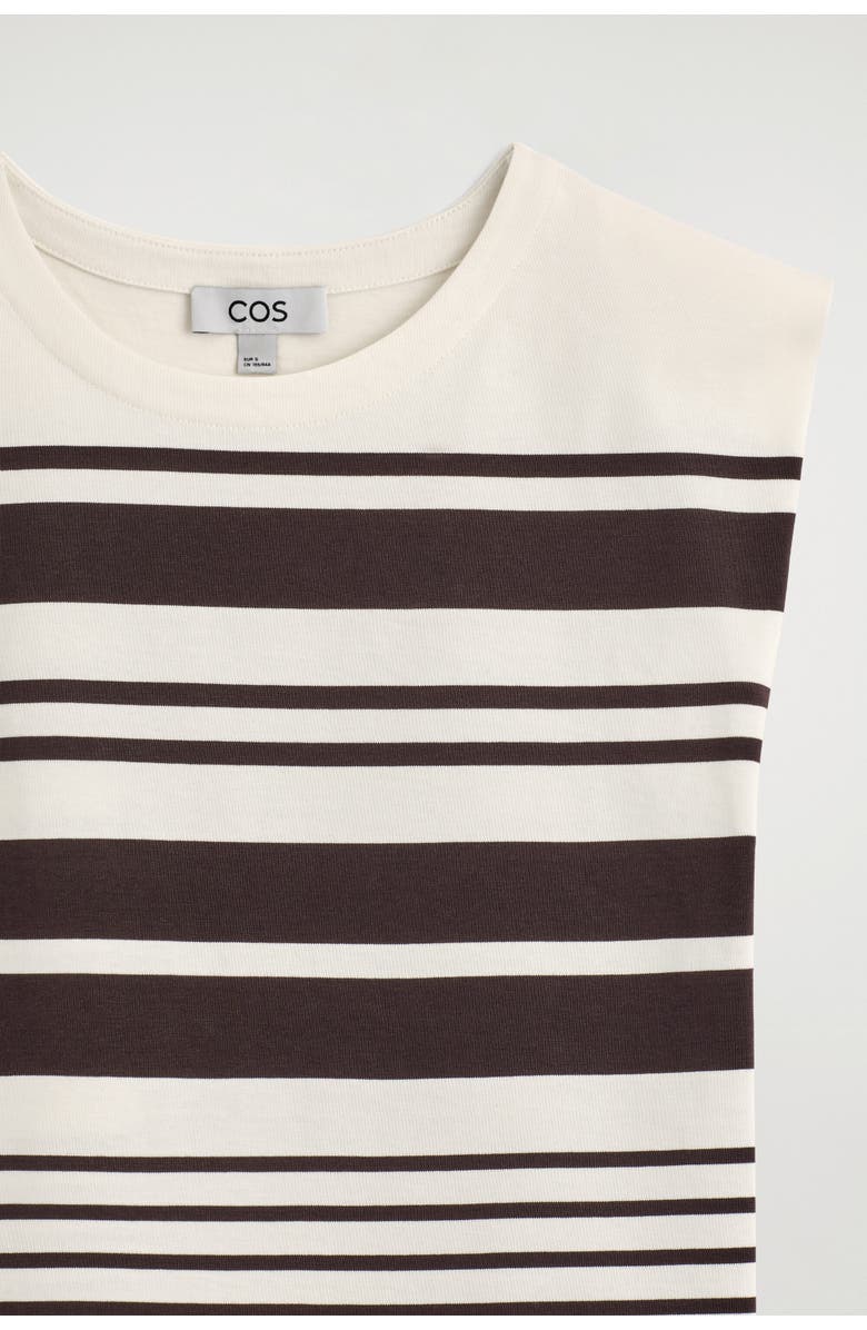 COS Folded-shoulder Cotton-jersey Tank Top, Alternate, color, White / Brown / Striped