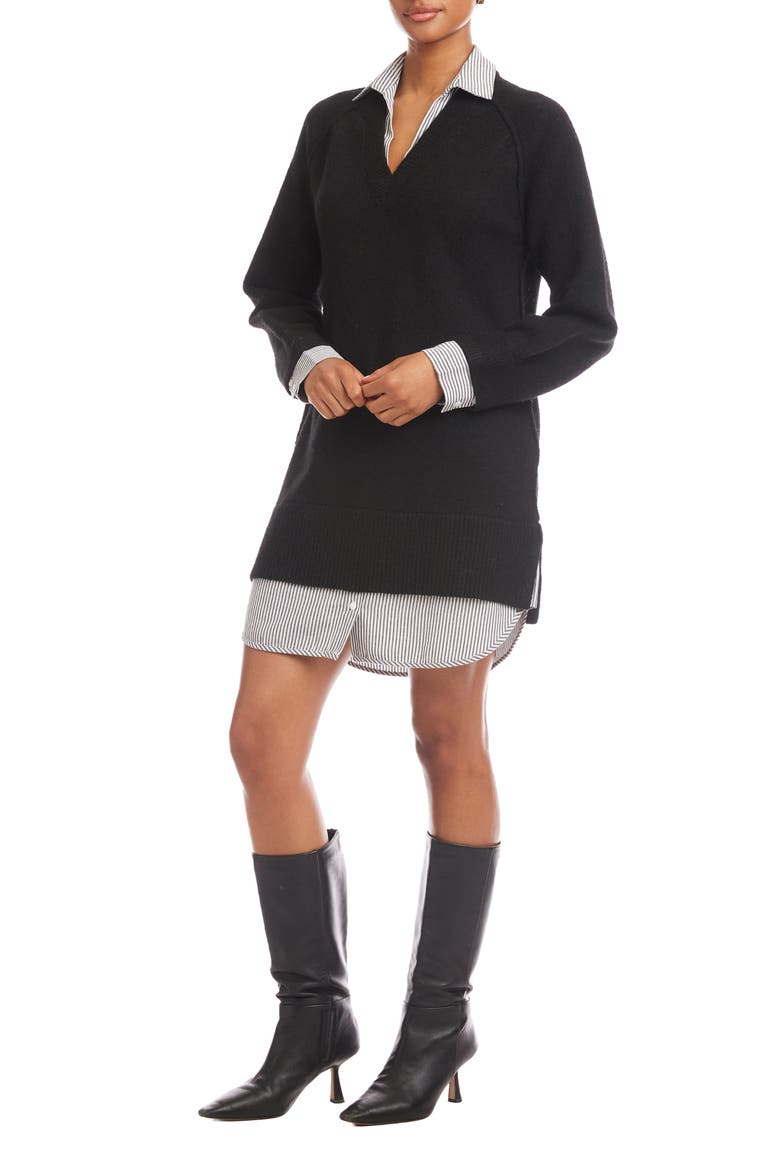 Carrie Mixed Media Minidress, Alternate, color, BLACK