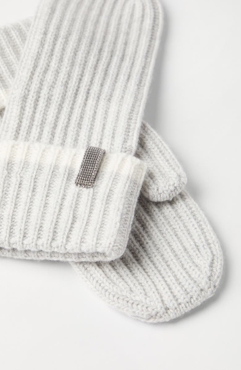 Brunello Cucinelli Knit mittens with monili, Alternate, color,