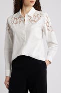 Elie Tahari The Kira Floral Appliqué Button-Up Shirt