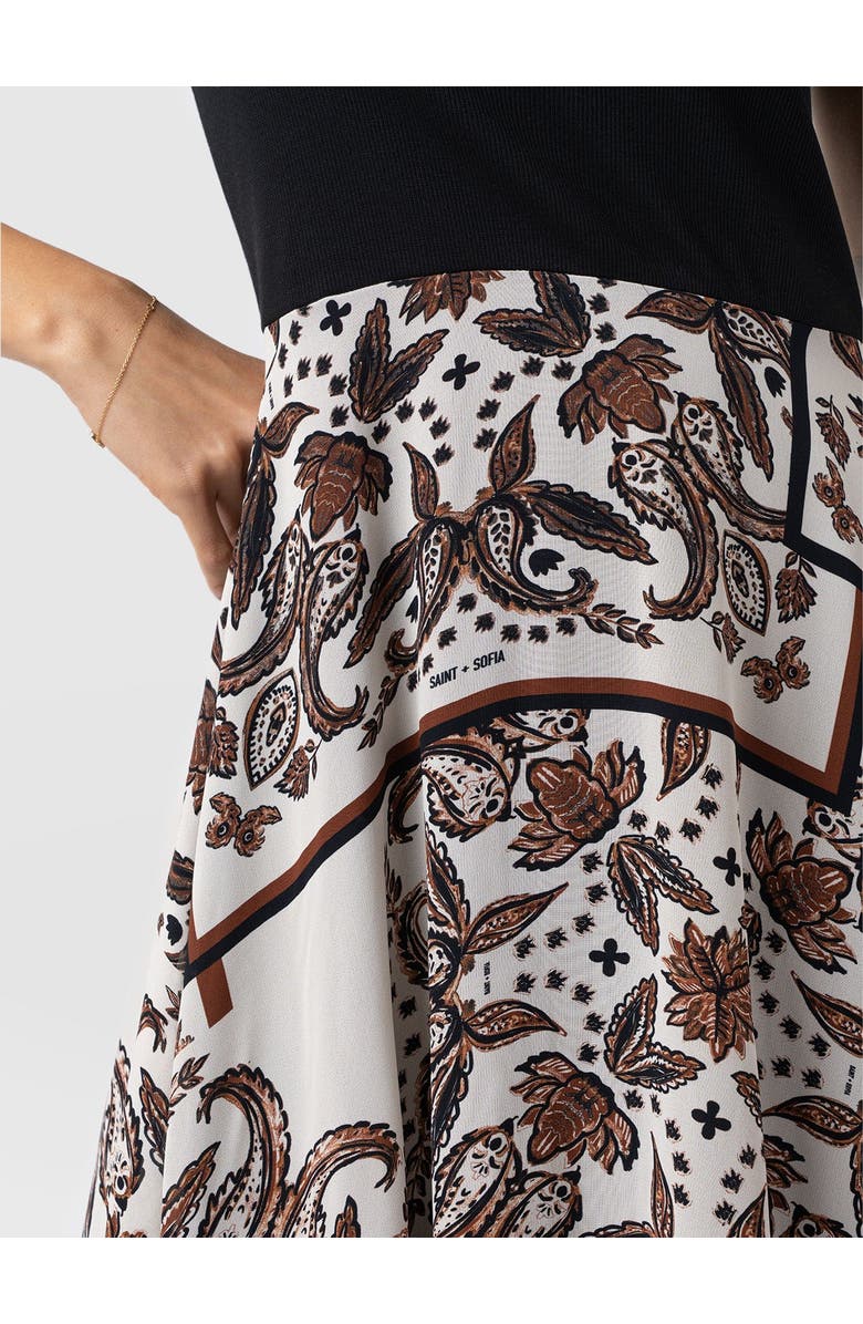 Saint + Sofia Lila Hanky Hem Dress, Alternate, color, Cream Paisley