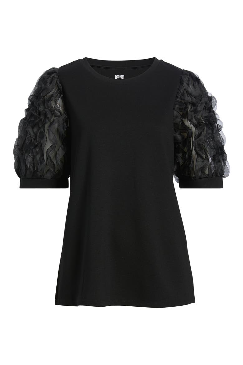 Puff Sleeve Top, Alternate, color, ANNE BLACK