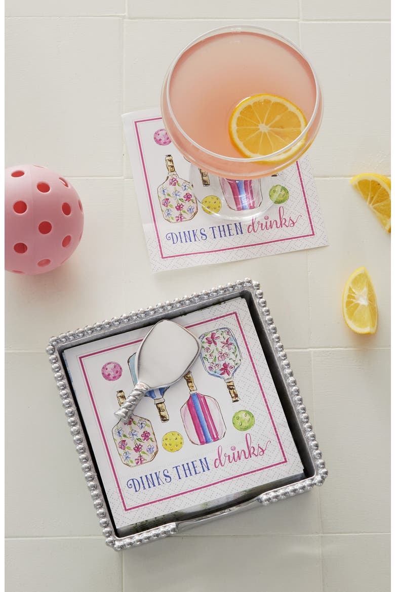 Pickleball Drinks Beaded Napkin Box Set, Alternate, color, SILVER