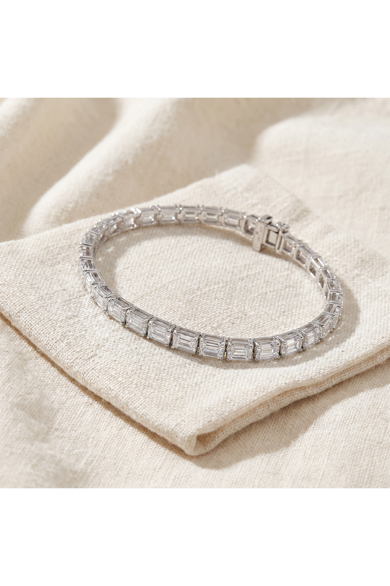 Certified 12.25Ct Emerald Cut Diamond Tennis Bracelet Gold Lab Grown, Alternate, color, 14k White Gold