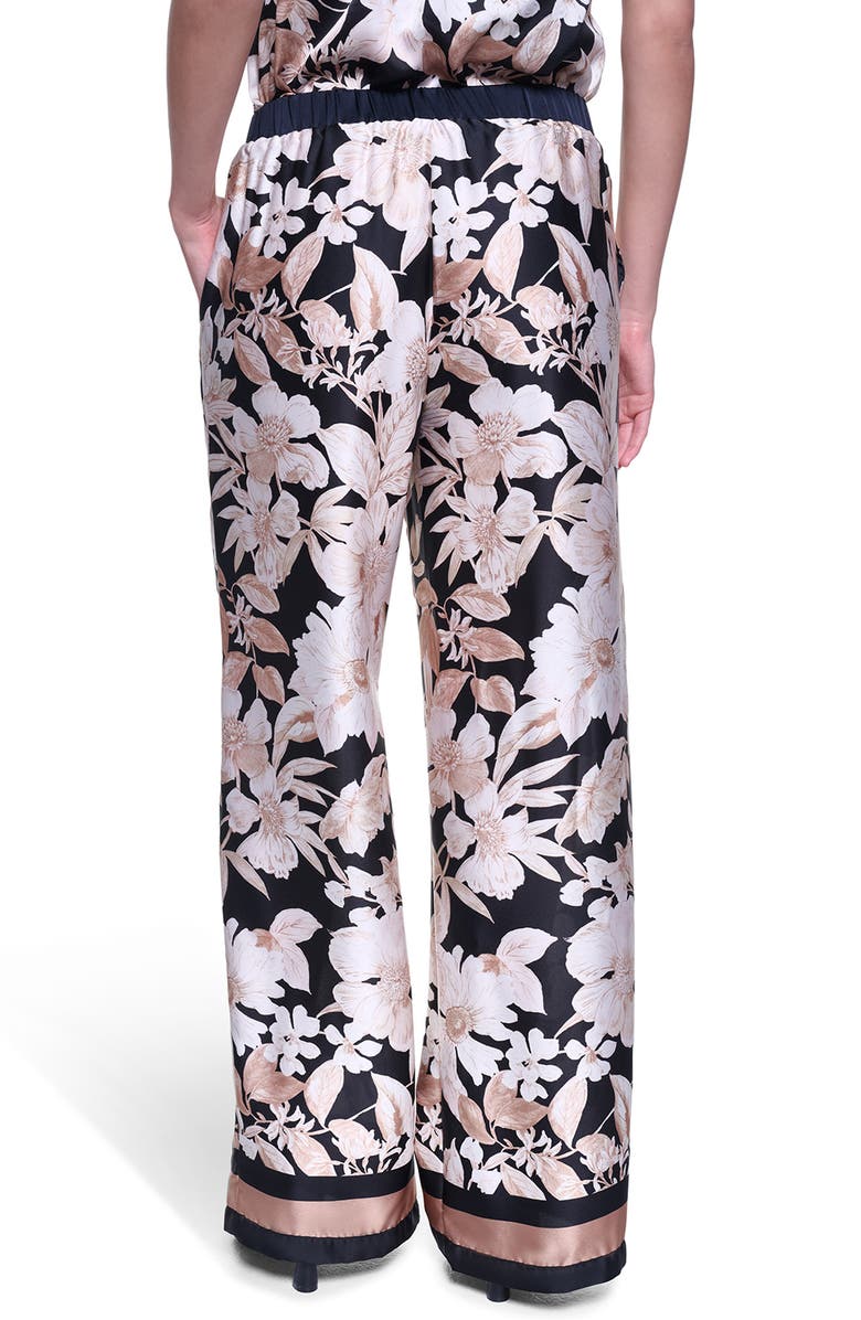 KARL LAGERFELD PARIS Floral Print Wide Leg Pants, Alternate, color, Midnight Combo