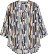 APNY Mixed Stripe Mandarin Collar Button-Up Shirt