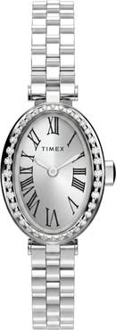 Timex® Cavatina Crystal Oval Link Bracelet Watch