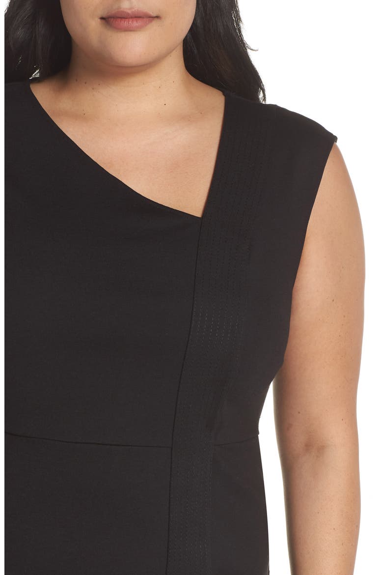 Asymmetrical Neck Sheath Dress, Alternate, color, BLACK