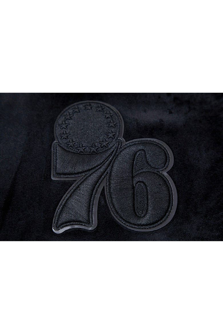 Women's Pro Standard Philadelphia 76ers Triple Black Velour Full-Zip Hoodie, Alternate, color, Black